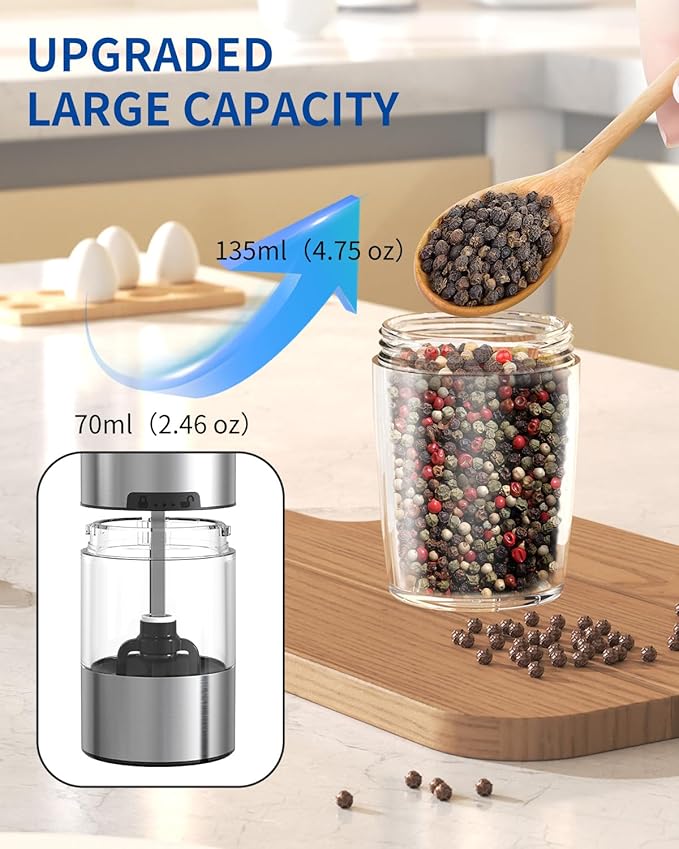 CIRCLE JOY Gravity Electric Salt and Pepper Grinder Set Automatic Salt and - Image 6