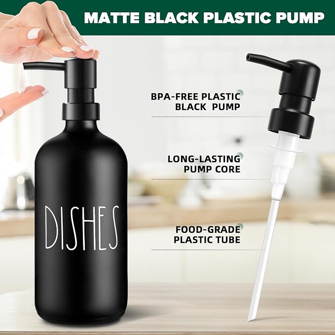 VIMERPA Dish Soap Dispenser, Matte Black Soap Dispenser - Image 3
