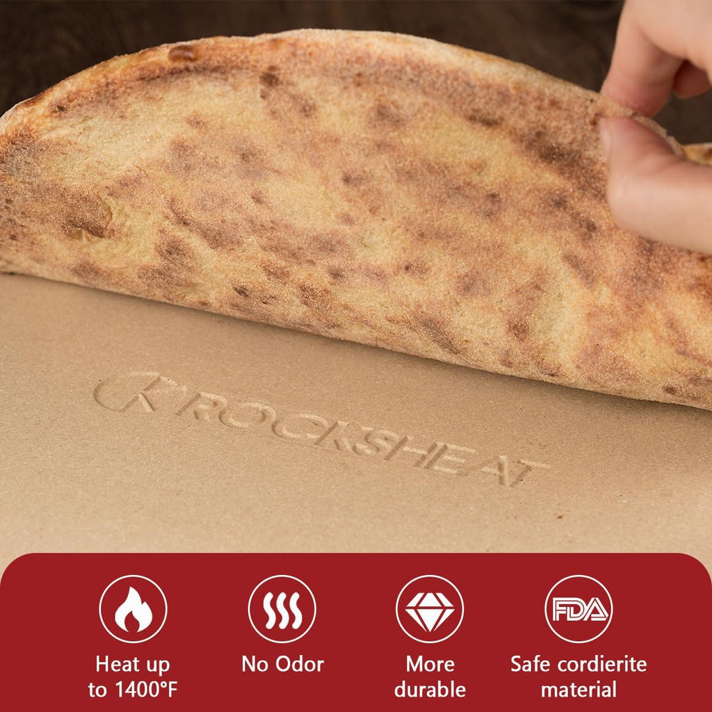 K ROCKSHEAT Pizza Stone Round 16 Inch for Grill and Oven, Large Cordierite Baking Stone for Bread, Safe Circular Cooking Stone for Grill 16", Easy to Clean