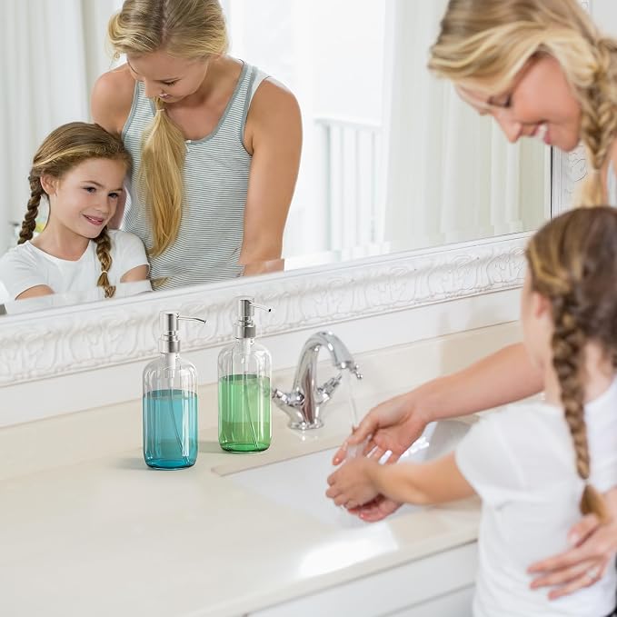 AmazerBath Soap Dispenser, 2 Pack Glass Soap Dispenser - Image 8