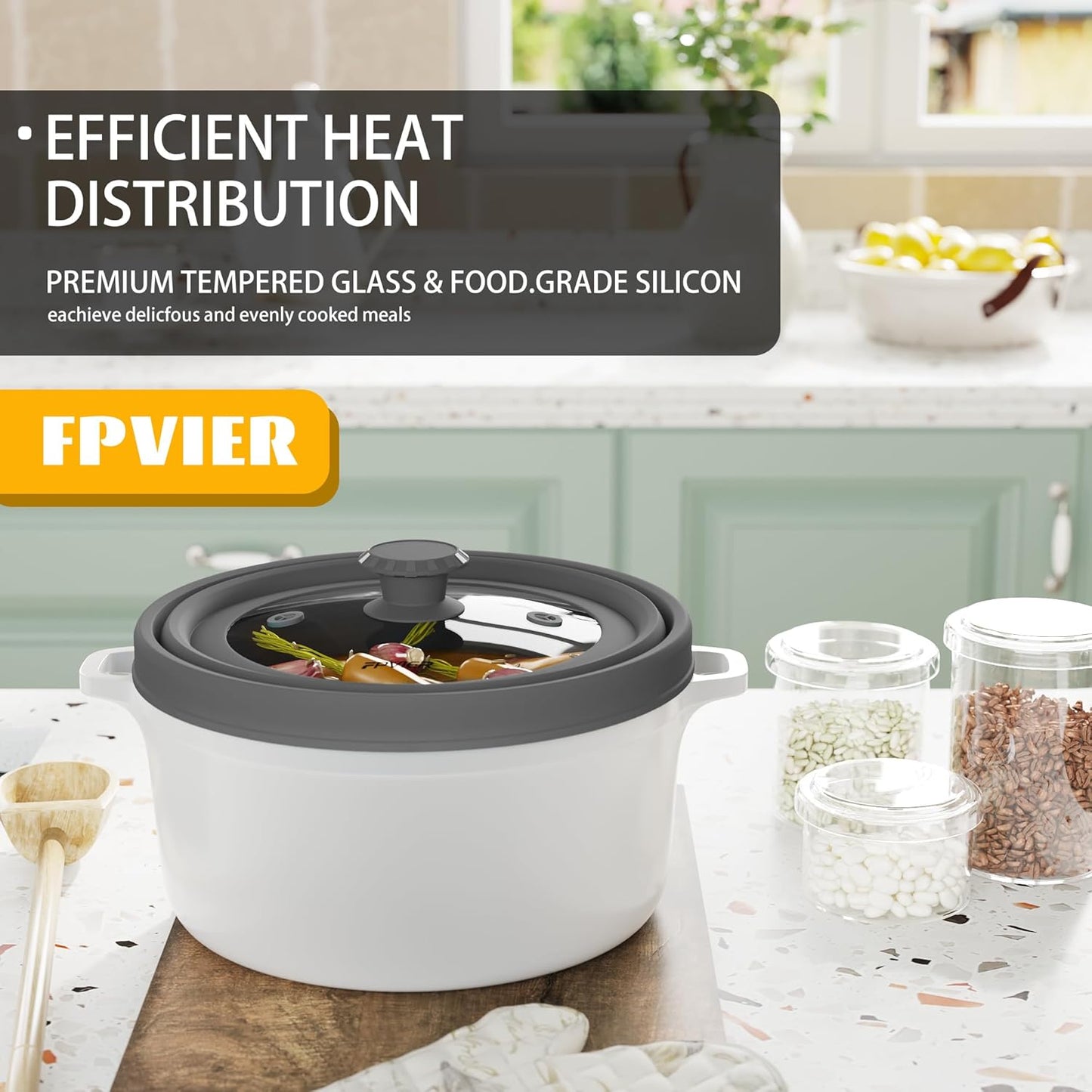 Collapsible Microwave Splatter Cover - Vented Silicone & Glass Lid with Easy-Grip Handle, Fits 6 to 10 Inch Plates & Bowls, 10.8 Inch Diameter, Prevents Splatters & Ensures Even Heating