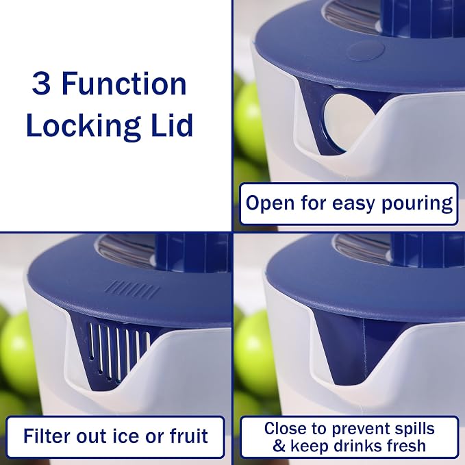 Water Pitcher with Lid 1 Gallon Pitcher, Freezer/Dishwasher Safe, BPA Free & - Image 3