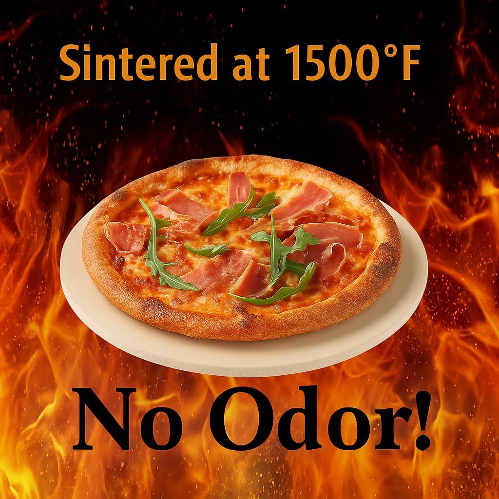 Large Pizza Stone Round 14", Heavy Duty Cooking Stone for Grill, Baking Pizza Stone for bread, Ideal for Grilling Baking Several Sizes of Pizzas