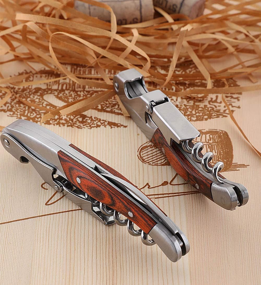 Professional Waiter Corkscrew Wine Key for Bartenders Set of 3,With Long Rosewood Handle Stainless Steel Handle Wine Opener for Bar Restaurant Waiters, Sommelier, Bartend (Long Wood 3 Packs)