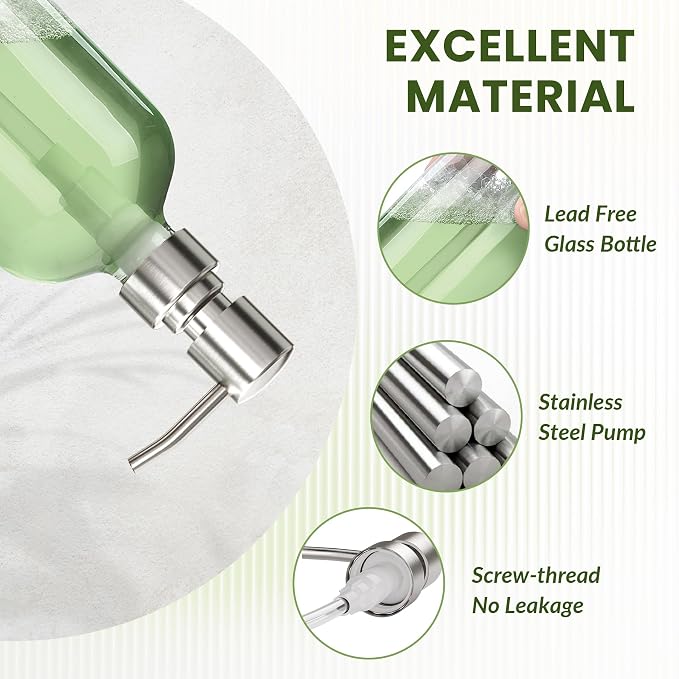 AmazerBath Soap Dispenser, 2 Pack Glass Soap Dispenser - Image 2