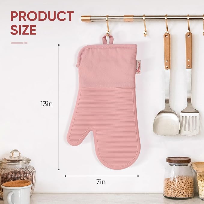 YUTAT Silicone Oven Mitts, High Heat Resistant Up to 500 Degrees, Waterproof - Image 4