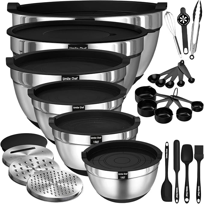 Thickened Heavy-Duty 26pcs Stainless Steel Bowl, Mixing Bowl Set by UmiteChef