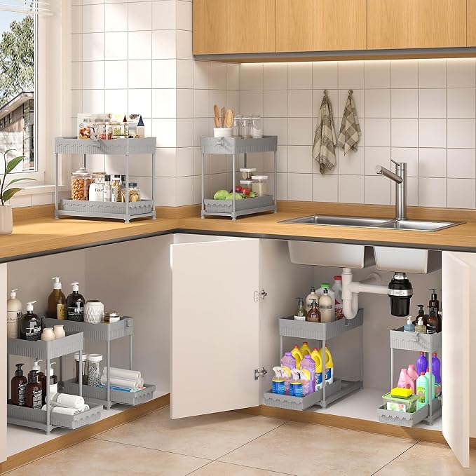 Sevenblue 3 Pack Under Sink Organizers, 2-Tier Multi-Use Kitchen and Bathroom - Image 3