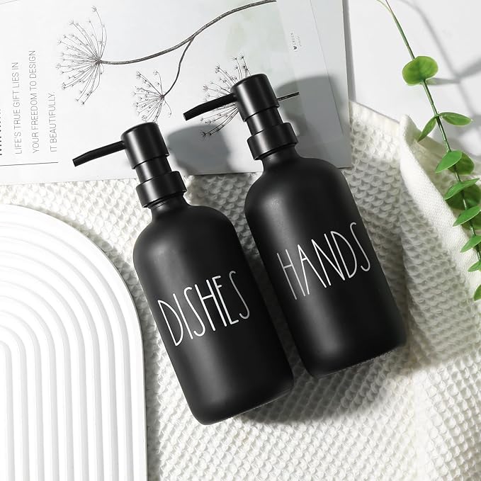 VIMERPA Hand and Dish Soap Dispenser Set, Matte Black Hands Dishes Soap - Image 6