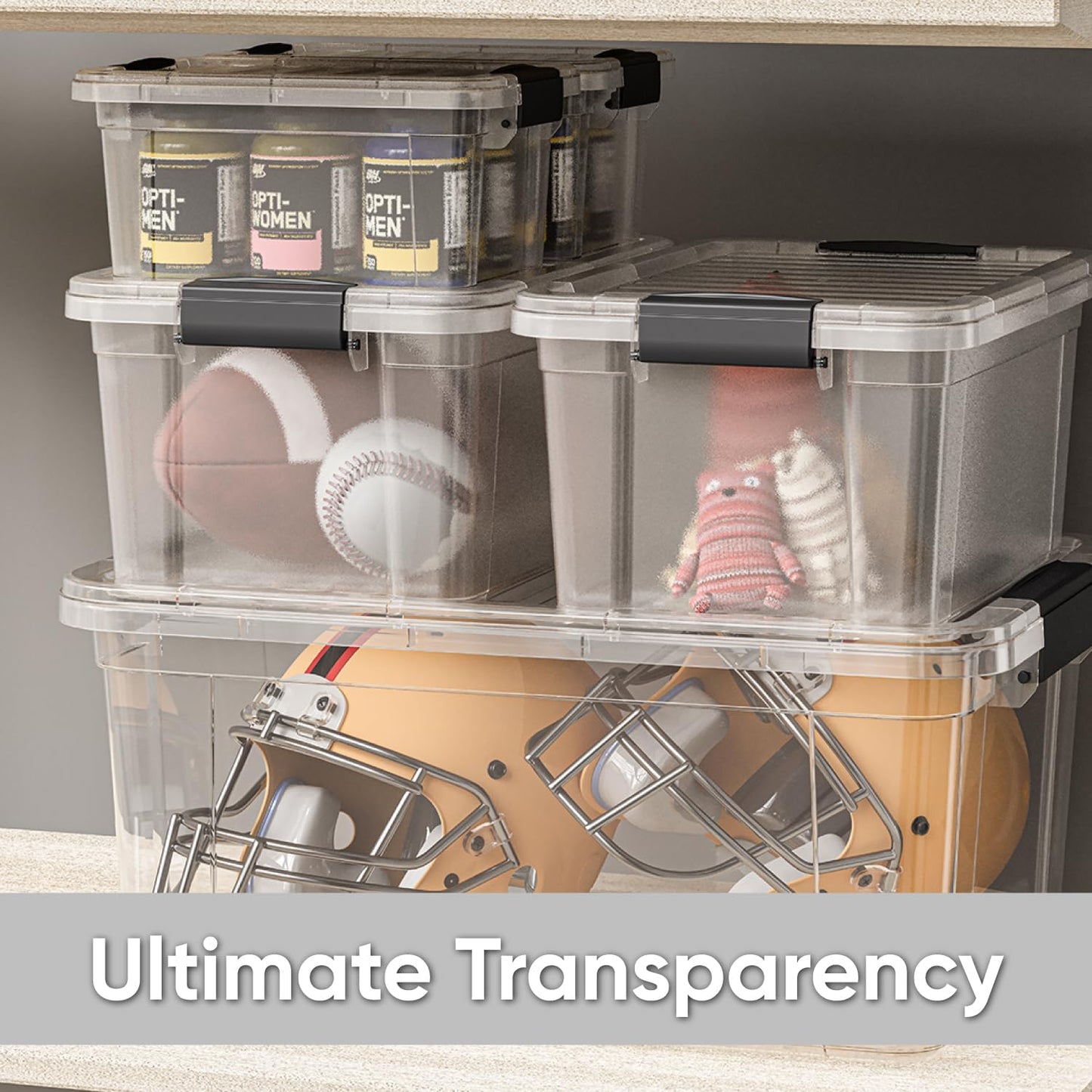 Superio Clear Storage Boxes with Lids, 6.75 Quart Plastic Container Bins for Organizing, Stackable Crates, BPA Free, Non Toxic, Odor Free, Organizers for Home, Office, School, and Dorm