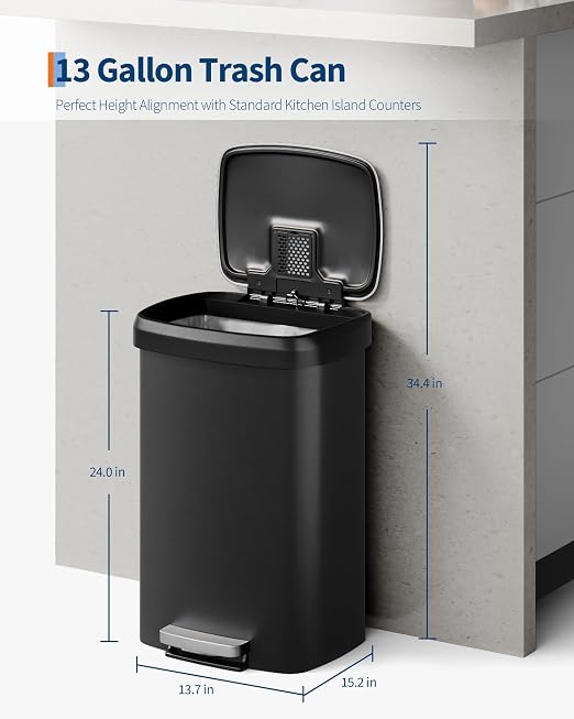Garvee 13 gal / 50 L Plastic Trash Can - Image 5