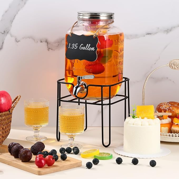 Drink Dispenser 1.35 Gallon Glass Beverage Dispenser - Image 4