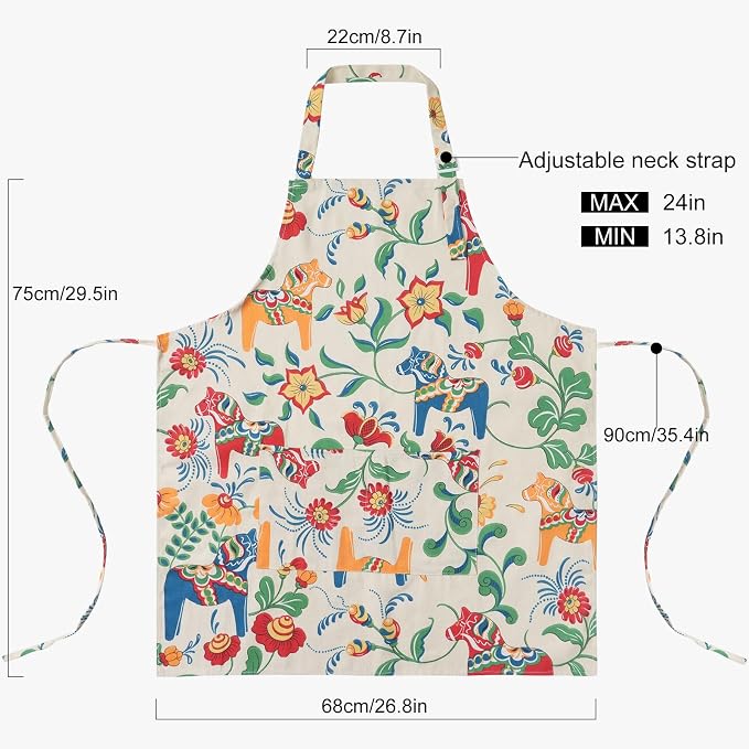 DILLMAN Aprons for Women with Pockets Cotton Linen Cooking Kitchen Baking Soft - Image 3