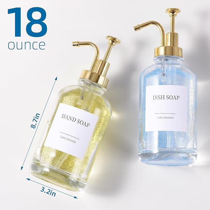 Glass Soap Dispenser with Pump, Dish and Hand Soap Dispenser - Image 3