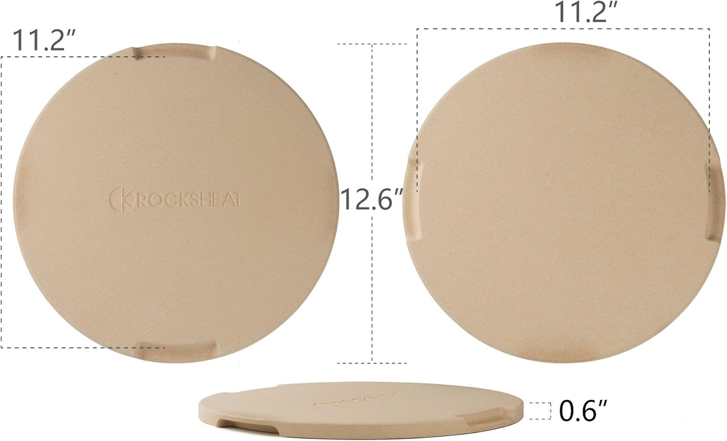 Pizza Stone 12.6in Round Baking & Grilling Stone, Perfect for Oven, BBQ and Grill. Innovative Double - faced Built - in 4 Handles Design