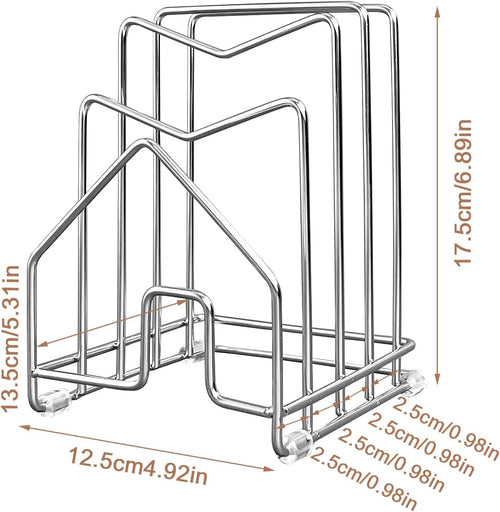 2 Pack Pot Lid Organizer Cutting Board Holder Inside Cabinet 304 Stainless Steel Pots and Pan Organizer Under Cabinet Pot Cover Cookie Sheet Bakeware Serving Tray Cooling Rack Stand Kitchen Countertop