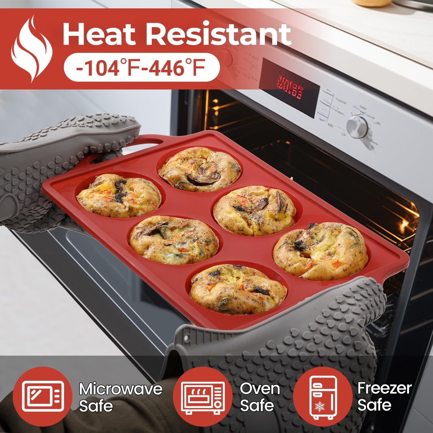 CAKETIME Muffin Top Pan Non Stick, 3 Inch Metal Frame Round Egg Baking Pan for Oven English Muffins, Whoopie Pies, Corn Bread, Egg Bites, Breakfast Sandwiches Tarts 3 Pack Brown