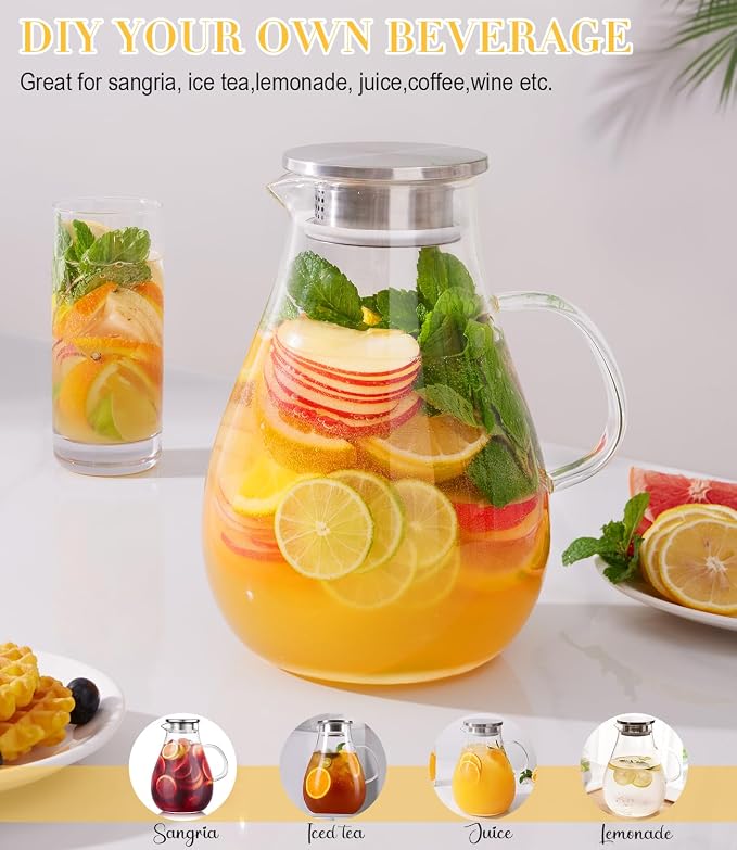 Glass Pitcher, 86oz Glass Water Pitcher - Image 4