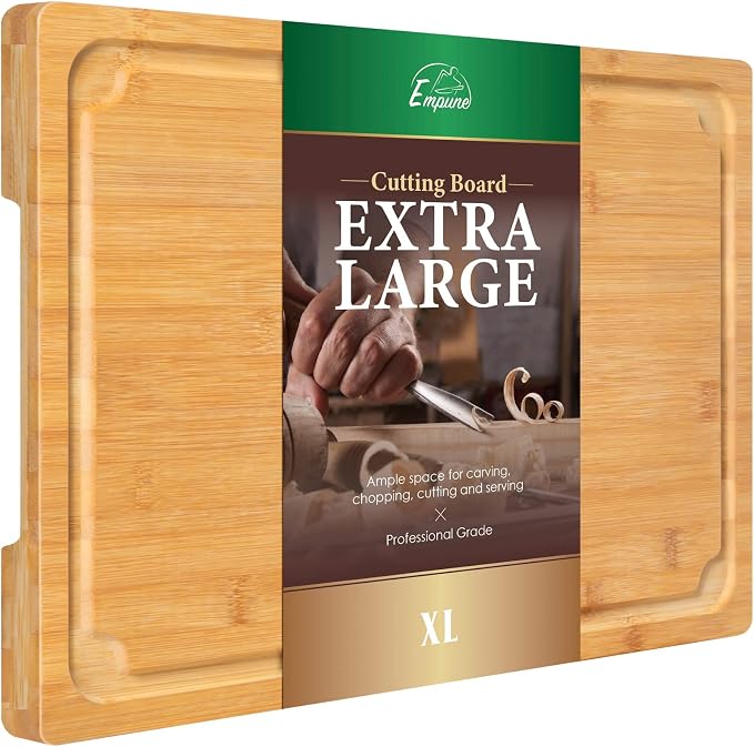 Extra Large Cutting Board, 17.6" Bamboo Cutting Boards by Empune