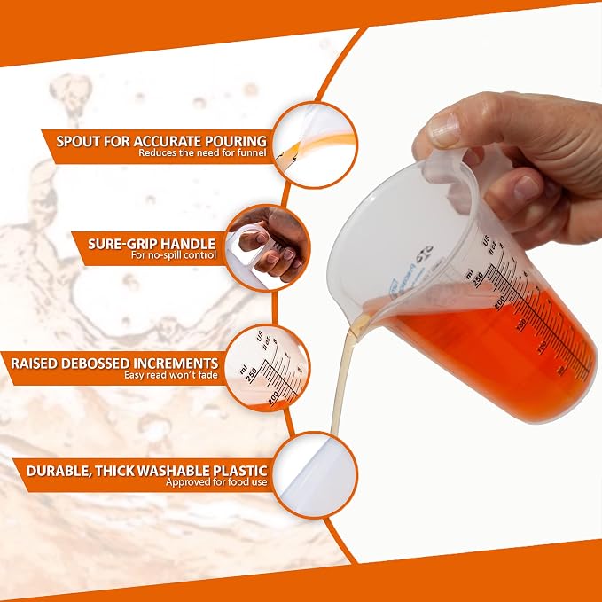 8oz 1 Cup Measure Pitcher with Convenient Conversion Chart– Food Grade - Image 6