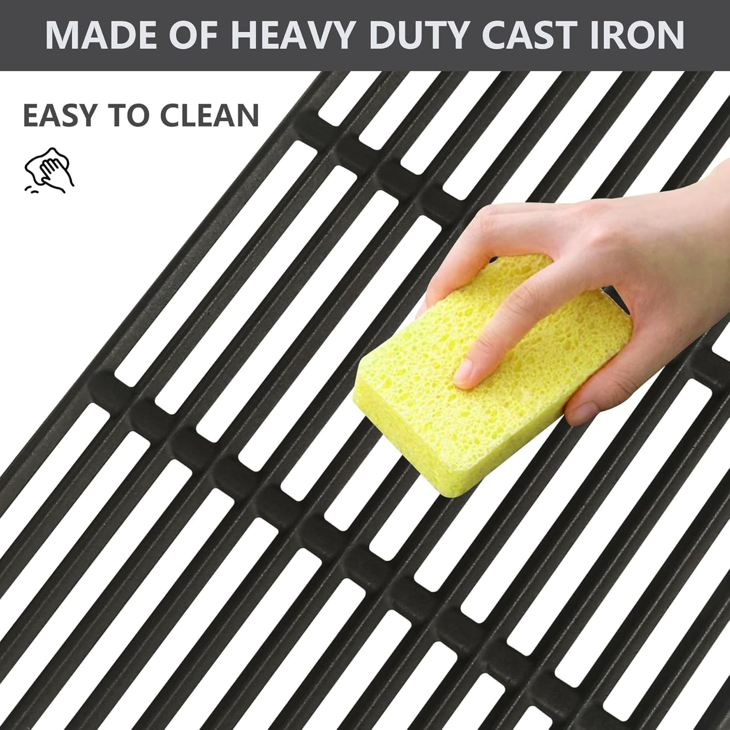 Grill Grates for Nexgrill 4 Burner 720-0830H 720-0830D 720-0670A 720-0783C 720-0783E 720-0958A, 17" Cast Iron Replacement Parts for 5 Burner 720-0888N Charbroil 463241113 463446015, Kenmore Gas Grill