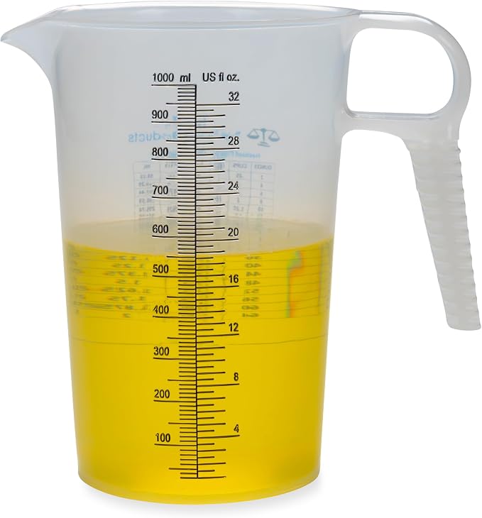 32oz Measure Pitcher with Convenient Conversion Chart – Extra Strong Food Grade by Turnah