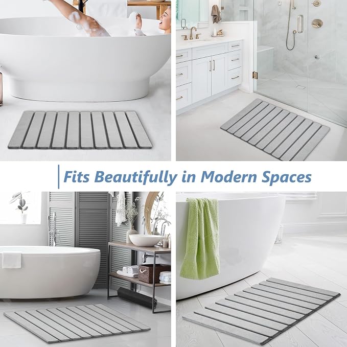 AWW Foldable Stone Bath Mat, Quick Dry Diatomaceous Earth Bath Mat - Image 6