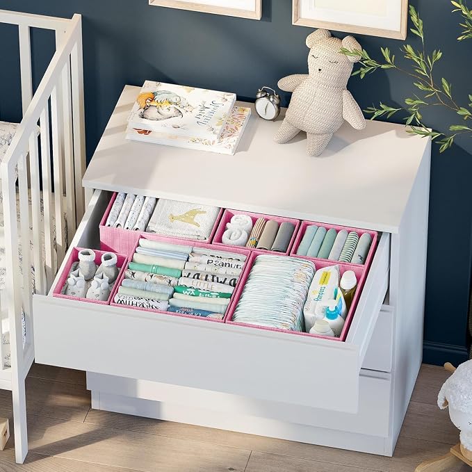 Drawer Organizer Clothes Set of 12 Pink - Image 4