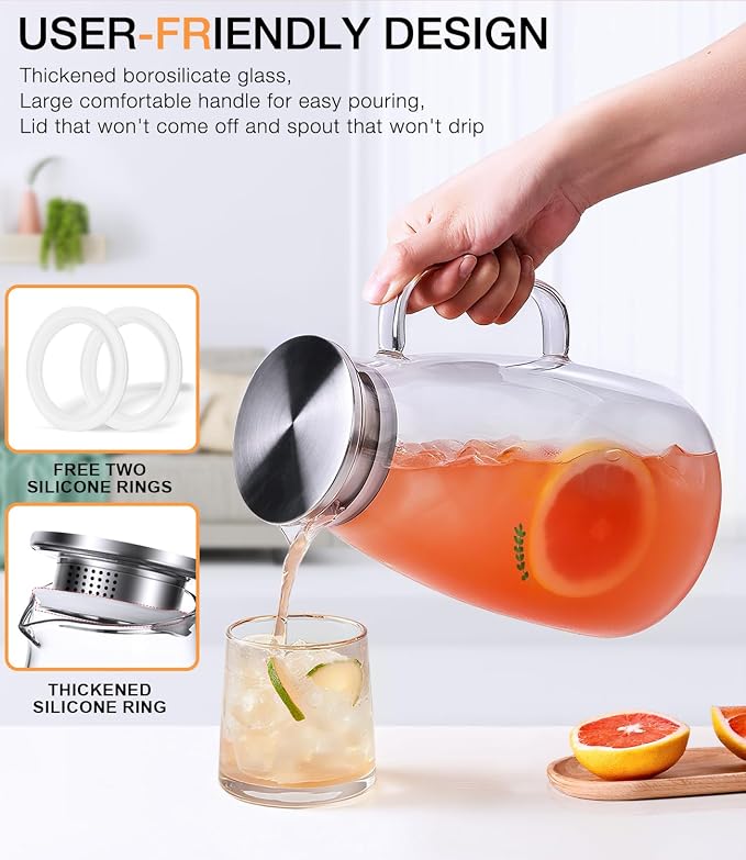 LUNA & MANTHA 2 Liter 68oz Water Pitcher - Image 2