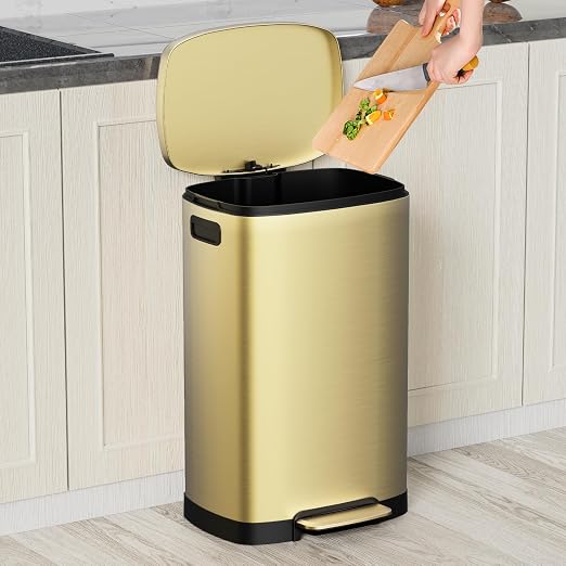 KdbK 13 Gallon Trash Can with Lid, 50L Fingerprint Proof Stainless Steel - Image 2