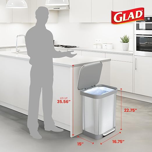 Glad Stainless Steel Step Trash Can, Series 2 - Image 2