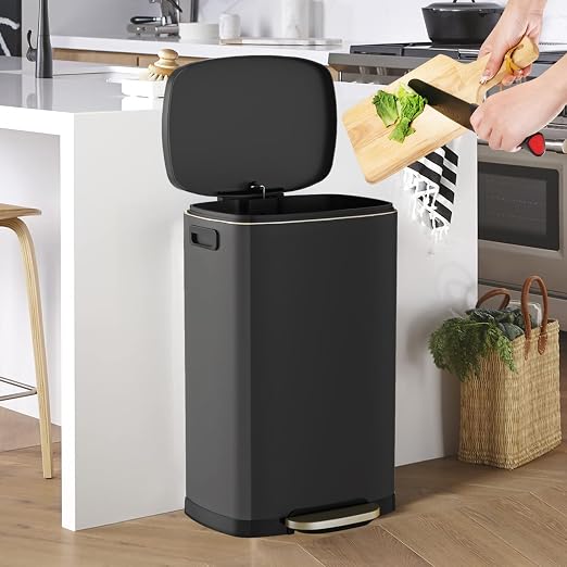 ELPHECO Kitchen Trash Can with Lid Soft Close, 13 Gallon / 50L Stainless Steel - Image 3