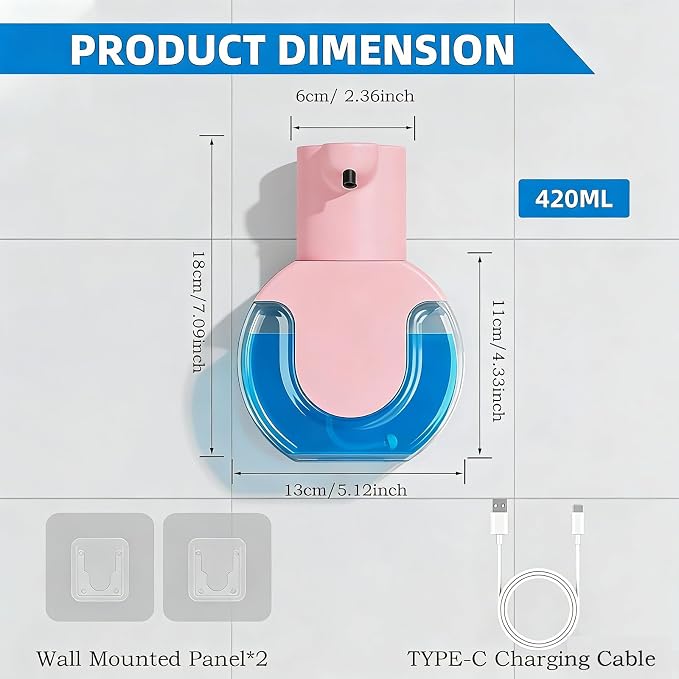 Automatic Soap Dispenser Touchless, Liquid Soap Dispenser USB Rechargeable - Image 2