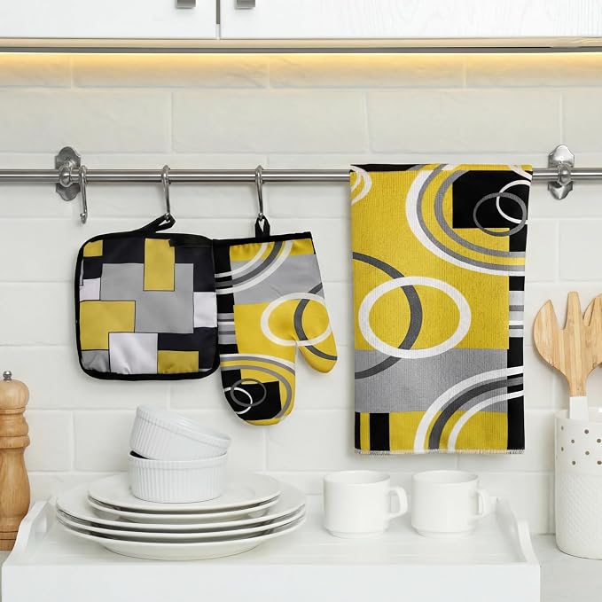 Jingmore 6 Pcs Kitchen Decor Set Accessory Farmhouse Kitchen Towels Pot Holders - Image 2