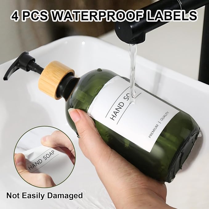 KASUNTING Green Soap Dispenser, Plastic Bathroom Soap and Lotion Dispenser Set - Image 4