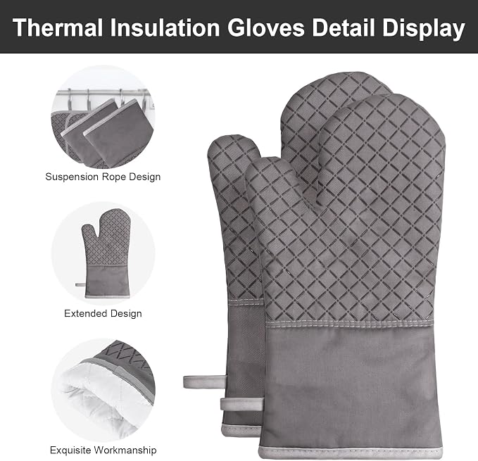 Oven Mitts and Pot Holders 8pcs Set, Cotton Oven Glove - Image 4