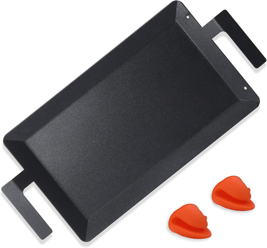 SafBbcue Carbon Steel Griddle Plate for Gas Grill, Carbon Steel Pan for Stove Top, Flat Top Griddle for Outdoor Charcoal Grill, Direct Flame Safe & Induction Compatible, Universal Multi-Use 24" x 10"