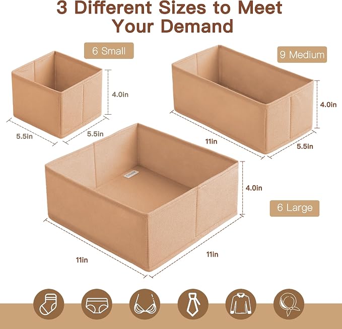 Criusia Drawer Organizer Clothes, 21 Pack Dresser Organizer - Image 2