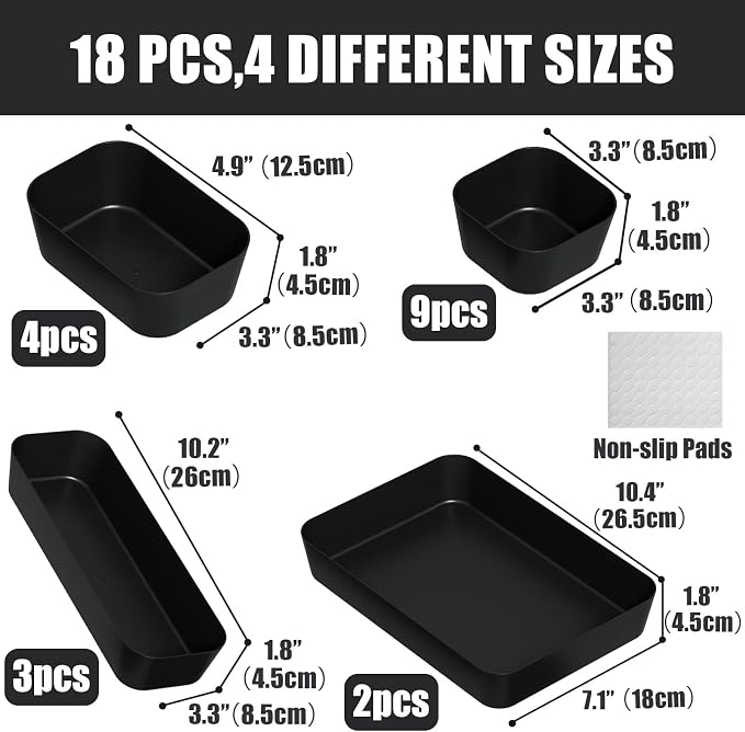Plastic Drawer Organizers, Bathroom and Vanity Organizer Plastic Tray, Makeup - Image 2