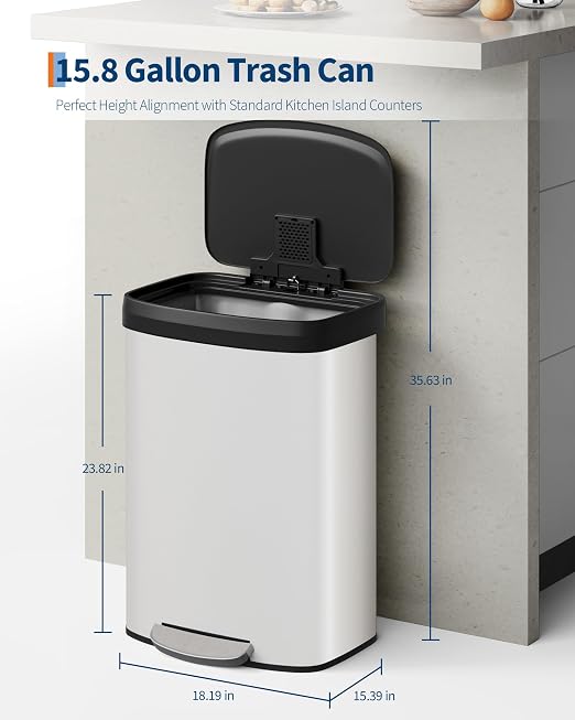 Garvee 16 gal / 60 L Metal Trash Can - Image 2