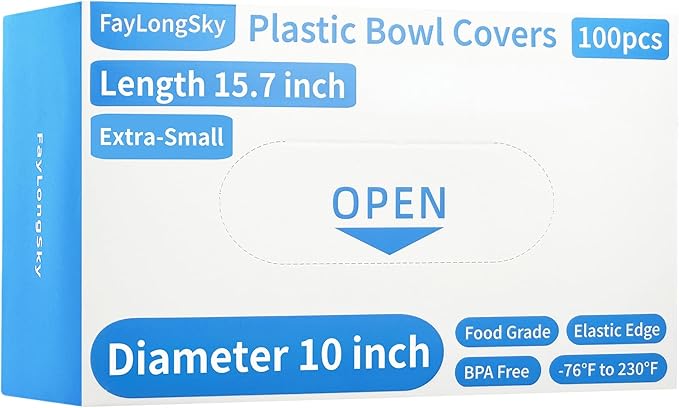 100 Boxed Bowl Covers Bread Proofing Plastic Wrap by FAYLONGSKY