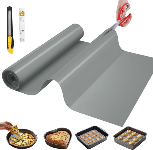 Silicone Baking Mat, 16 IN x 6 FT Free Cutting Baking Sheet, Non-Stick Reusable Dough & Pastry Mat, Non-Slip Silicone Mat Roll for Air Fryer Liner, Freeze Dryer, Oven Baking Pan, Kitchen Counter