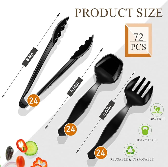 Mwellewm 72Pcs Plastic Serving Utensils Set Large Disposable Serving Spoons - Image 5