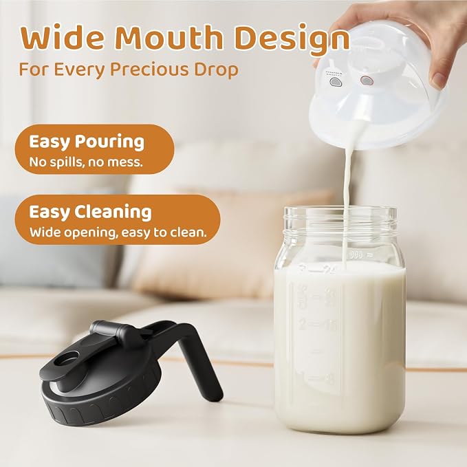 Breast Milk Pitcher, Mason Jar 32 oz, Wide Mouth Jar - Image 6
