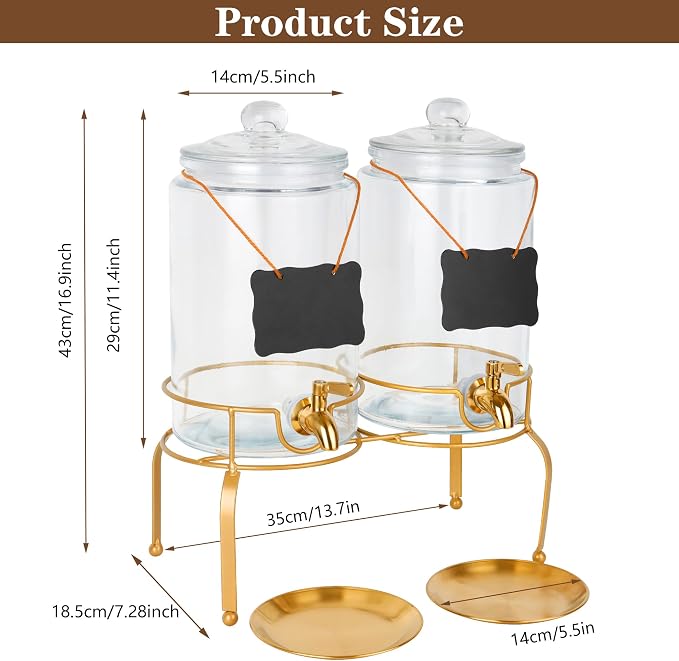 Drink Dispensers for Parties, 2 Pack 1 Gallon Beverage Dispenser - Image 2