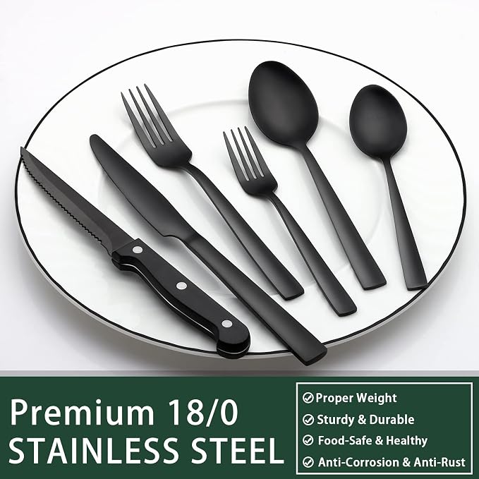 EWFEN 24-Piece Black Silverware Set - Image 5