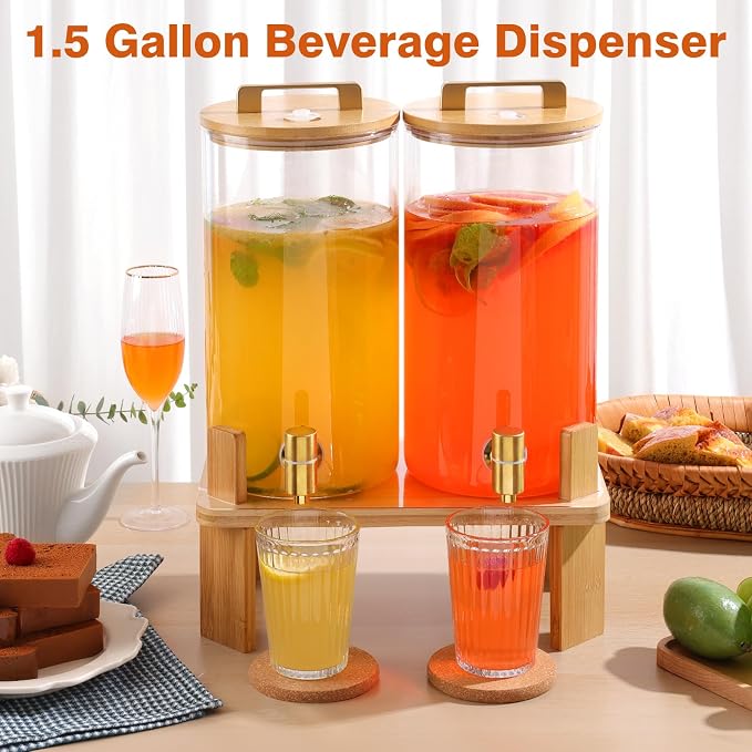 1.5 Gallon 2PCS Glass Drink Dispenser - Image 7