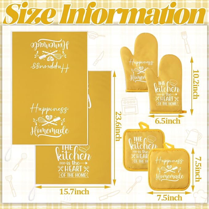 Sratte 6 Pcs Kitchen Decor Accessories Set Farmhouse Towels Pot Holders Oven - Image 4