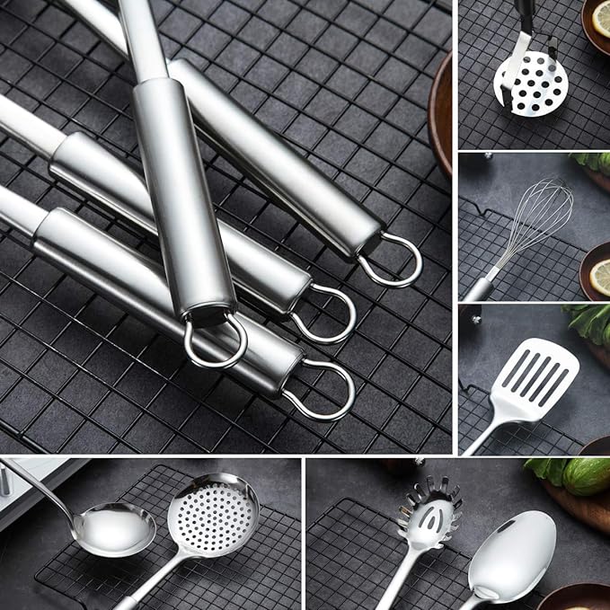 Berglander Cooking Utensil Set 8 Piece, Stainless Steel Kitchen Tool Set - Image 4