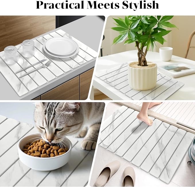 Stone Dish Drying Mats for Kitchen Counter, Collapsible Quick Drying Dish Mats - Image 7